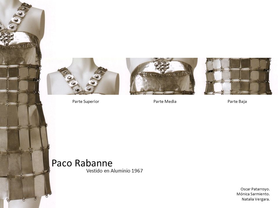 Paco Rabanne Vestido en Aluminio 1967 Parte Superior Parte Media