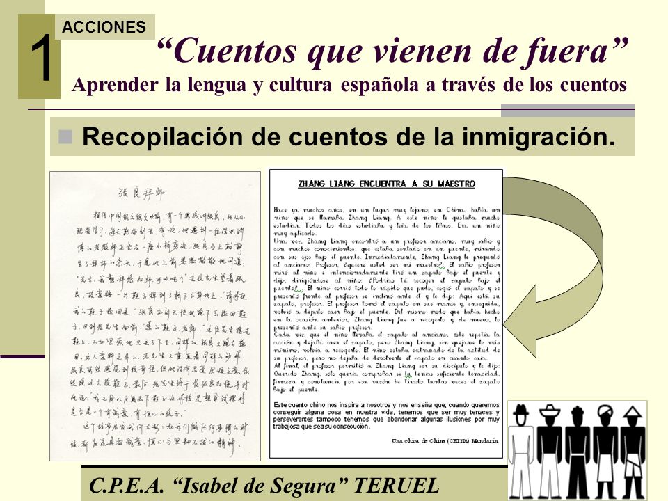 1 ACCIONES. Cuentos que vienen de fuera Aprender la lengua y cultura española a través de los cuentos.