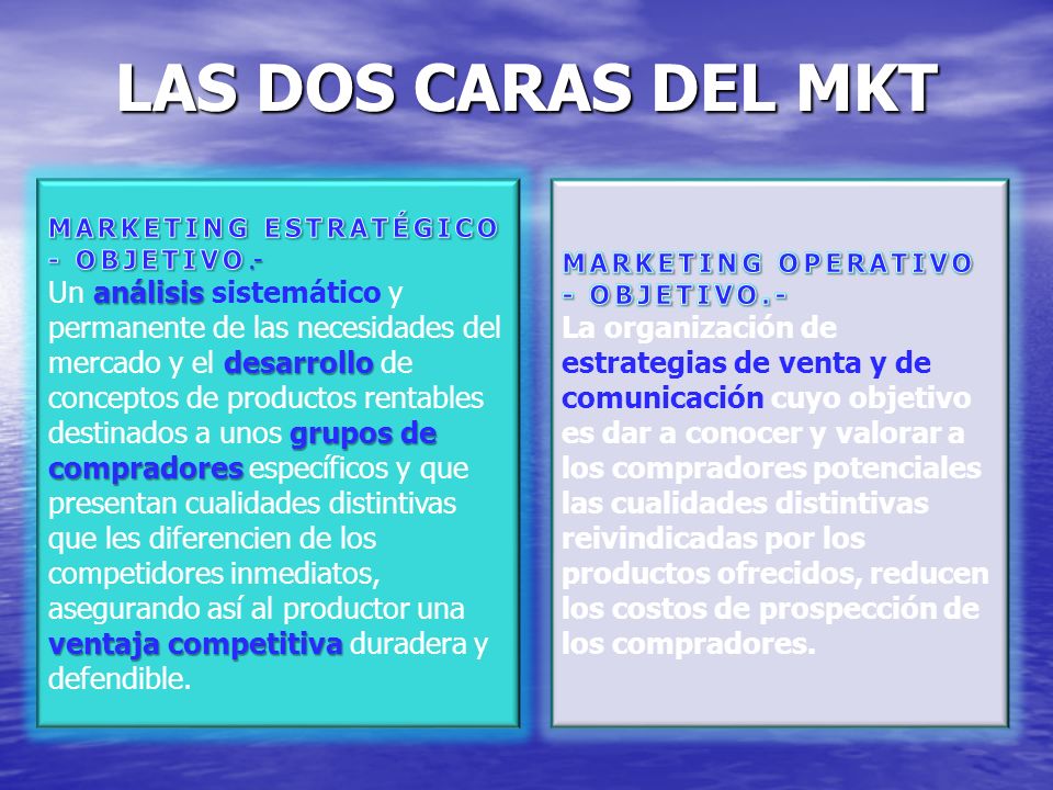 LAS DOS CARAS DEL MKT MARKETING ESTRATÉGICO - OBJETIVO.-
