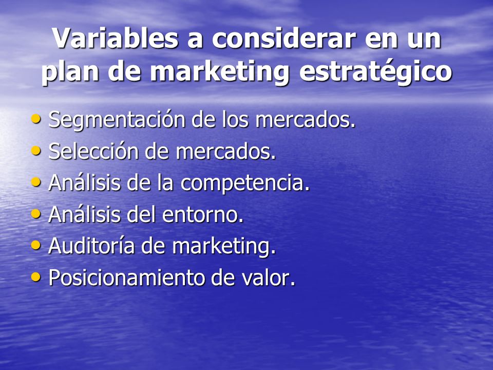 Variables a considerar en un plan de marketing estratégico