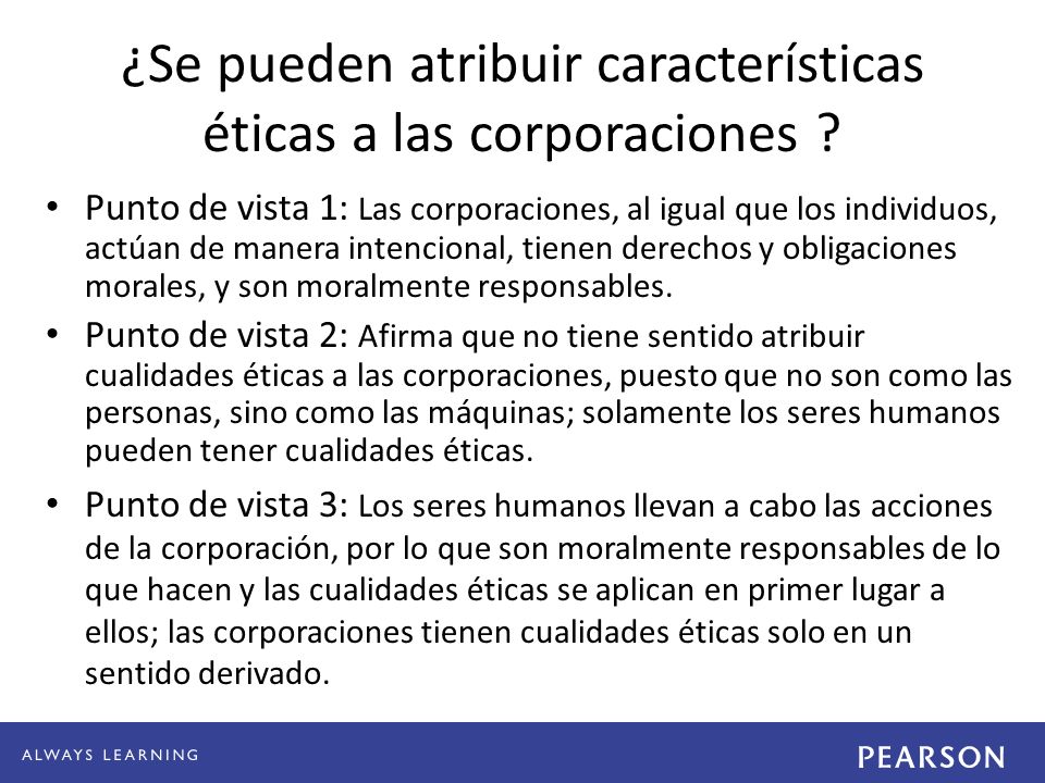 ¿Se pueden atribuir características éticas a las corporaciones
