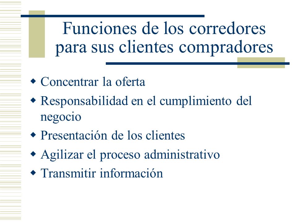 Funciones de los corredores para sus clientes compradores
