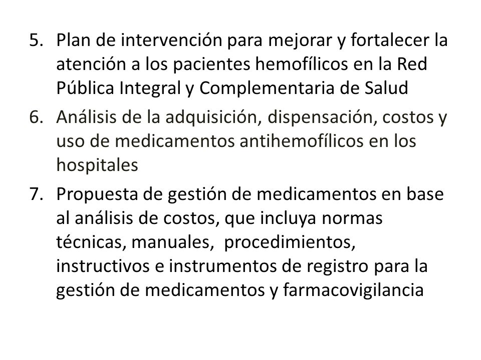 Plan de intervención para mejorar y fortalecer la atención a los pacientes hemofílicos en la Red Pública Integral y Complementaria de Salud
