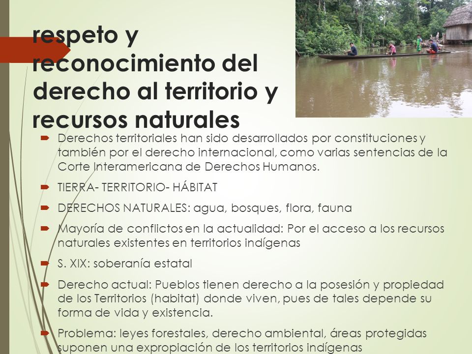 respeto y reconocimiento del derecho al territorio y recursos naturales