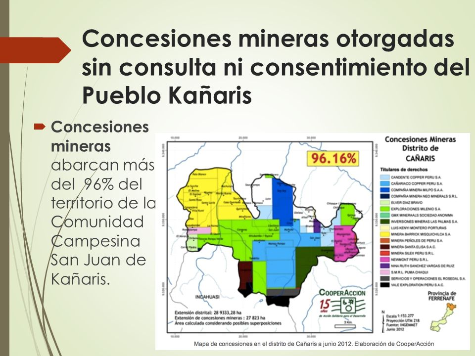 Concesiones mineras otorgadas sin consulta ni consentimiento del Pueblo Kañaris