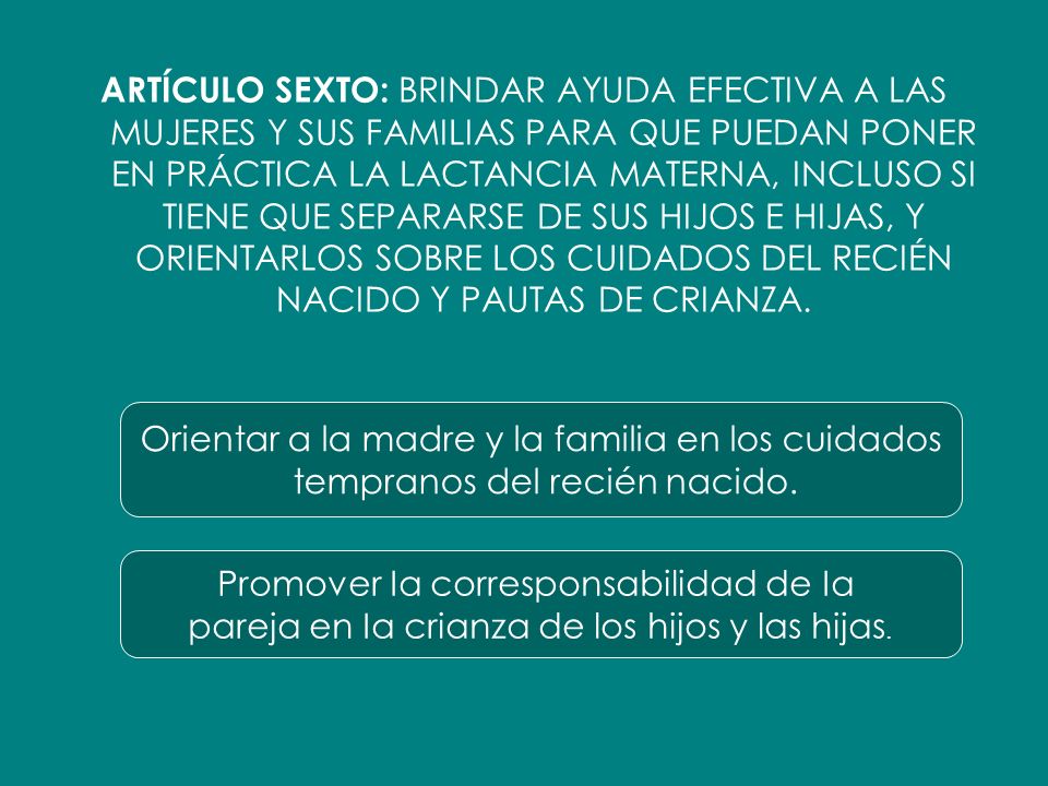 Orientar a la madre y la familia en los cuidados