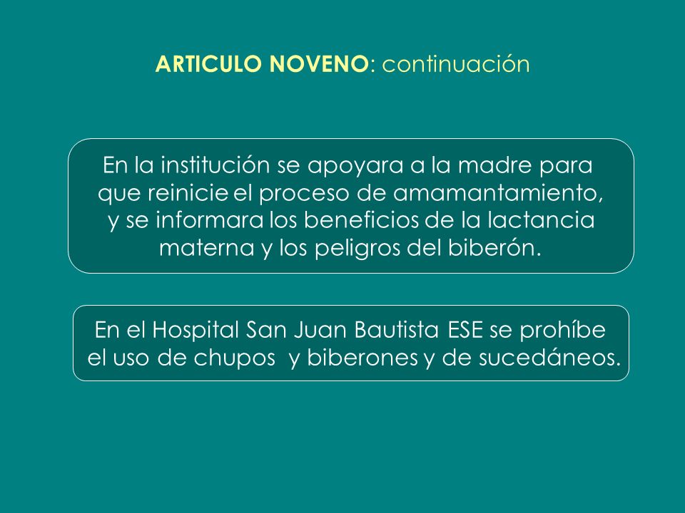 ARTICULO NOVENO: continuación