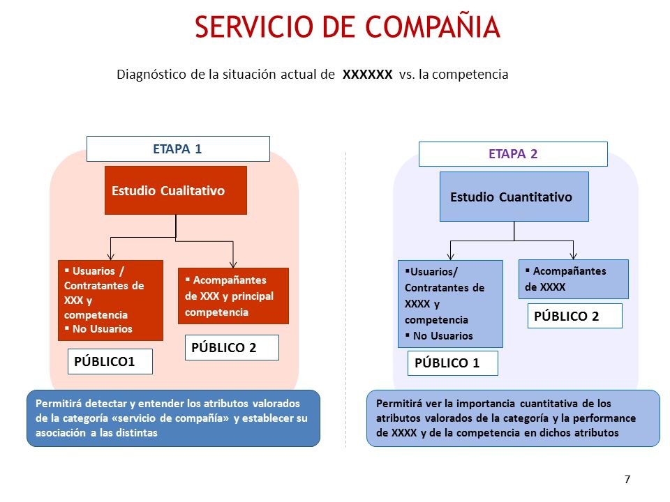 SERVICIO DE COMPAÑIA Diagnóstico de la situación actual de XXXXXX vs. la competencia. ETAPA 1. ETAPA 2.
