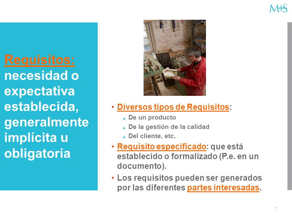 Requisitos: necesidad o expectativa establecida, generalmente implícita u obligatoria