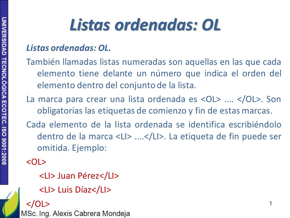 Listas ordenadas: OL