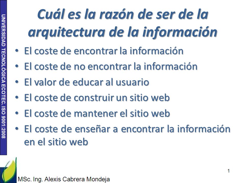 Cuál es la razón de ser de la arquitectura de la información