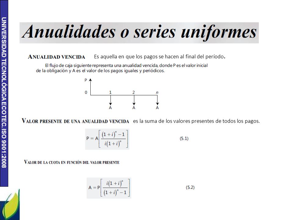 Es aquella en que los pagos se hacen al final del período.