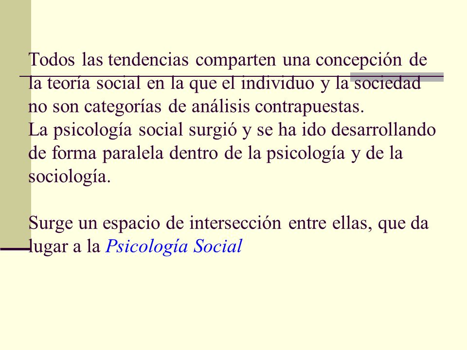 Todos las tendencias comparten una concepción de la teoría social en la que el individuo y la sociedad no son categorías de análisis contrapuestas.