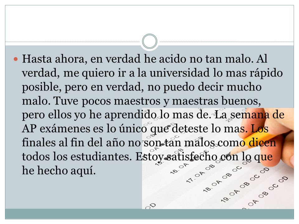 Hasta ahora, en verdad he acido no tan malo