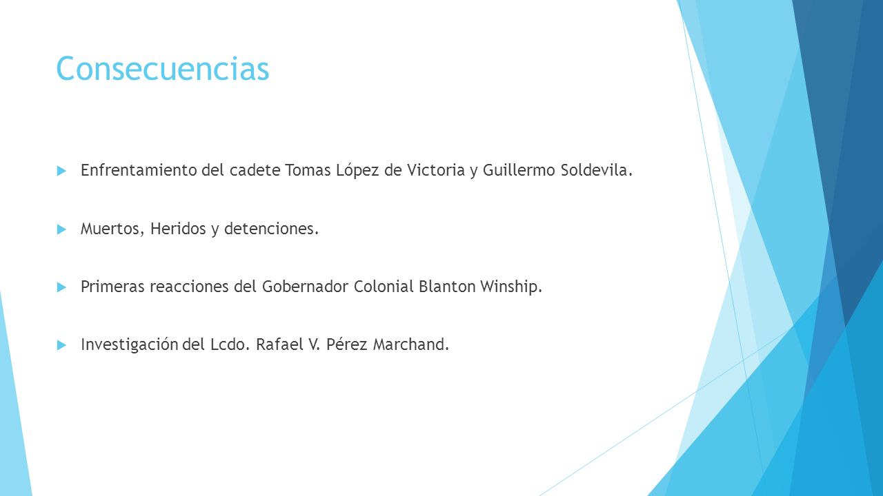 Consecuencias Enfrentamiento del cadete Tomas López de Victoria y Guillermo Soldevila. Muertos, Heridos y detenciones.