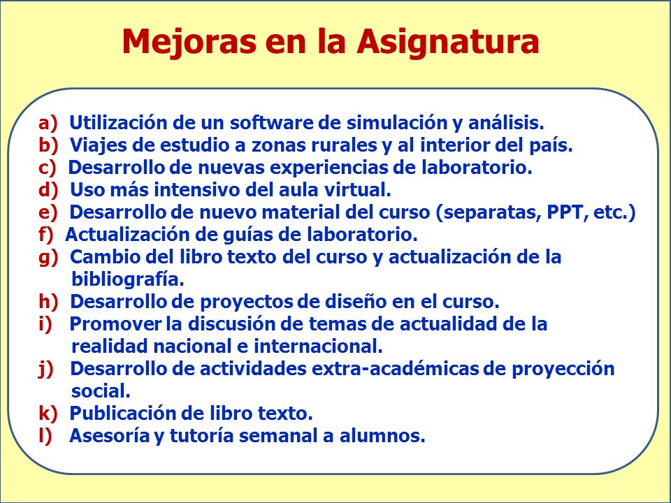 Mejoras en la Asignatura