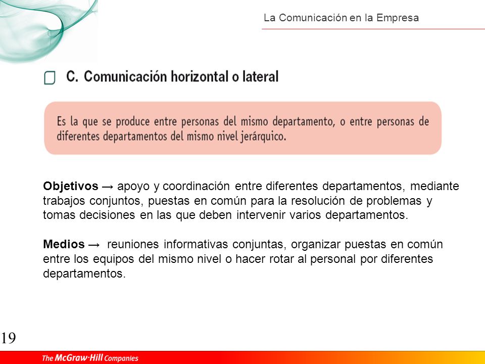 Objetivos → apoyo y coordinación entre diferentes departamentos, mediante trabajos conjuntos, puestas en común para la resolución de problemas y tomas decisiones en las que deben intervenir varios departamentos.
