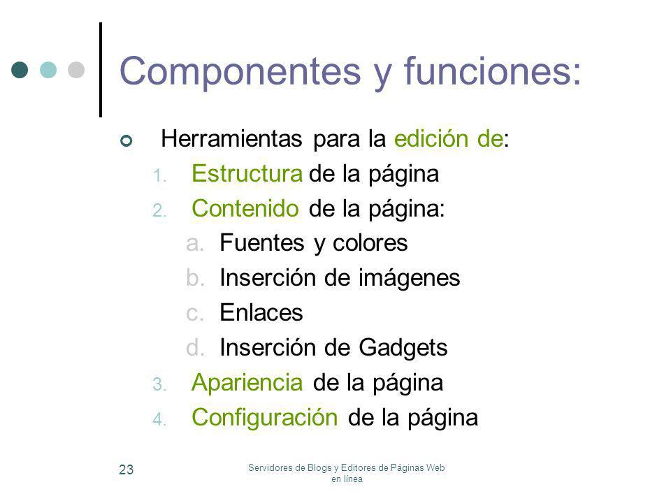 Componentes y funciones: