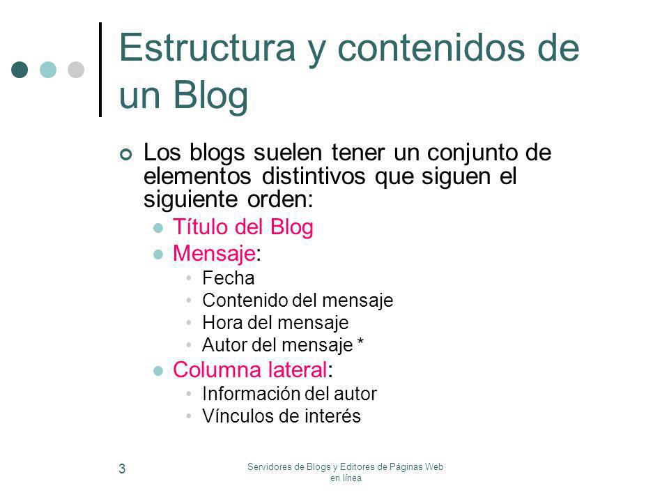 Estructura y contenidos de un Blog