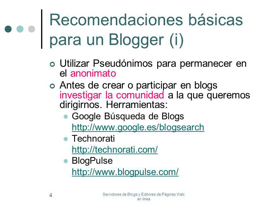 Recomendaciones básicas para un Blogger (i)