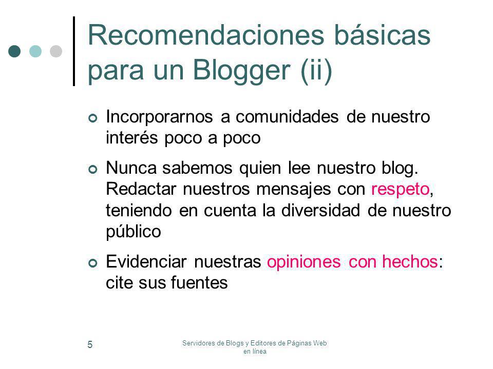 Recomendaciones básicas para un Blogger (ii)