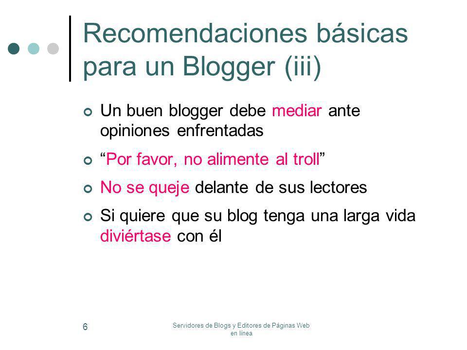 Recomendaciones básicas para un Blogger (iii)