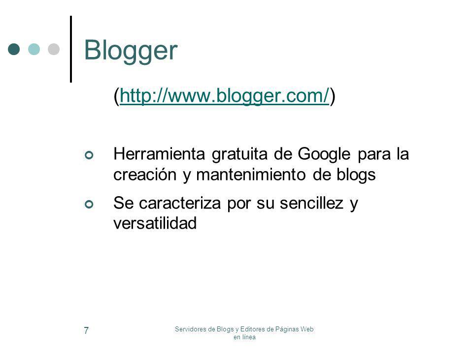 Servidores de Blogs y Editores de Páginas Web en línea