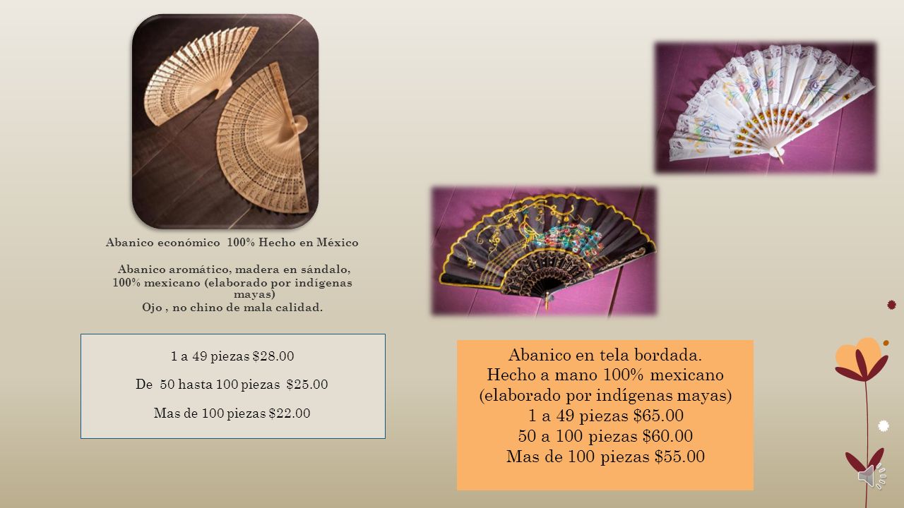 Abanico en tela bordada. Hecho a mano 100% mexicano