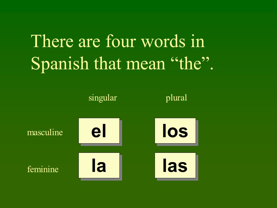 There are four words in Spanish that mean the .