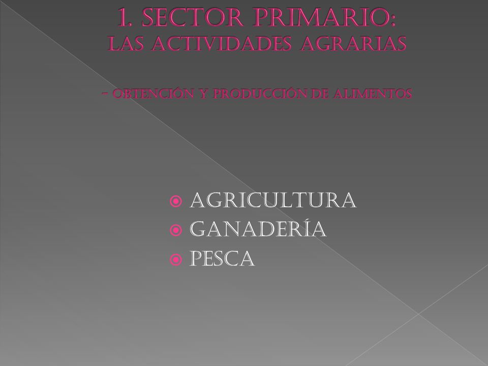 1. SECTOR PRIMARIO: LAS ACTIVIDADES AGRARIAS - OBTENCIÓN Y PRODUCCIÓN DE ALIMENTOS