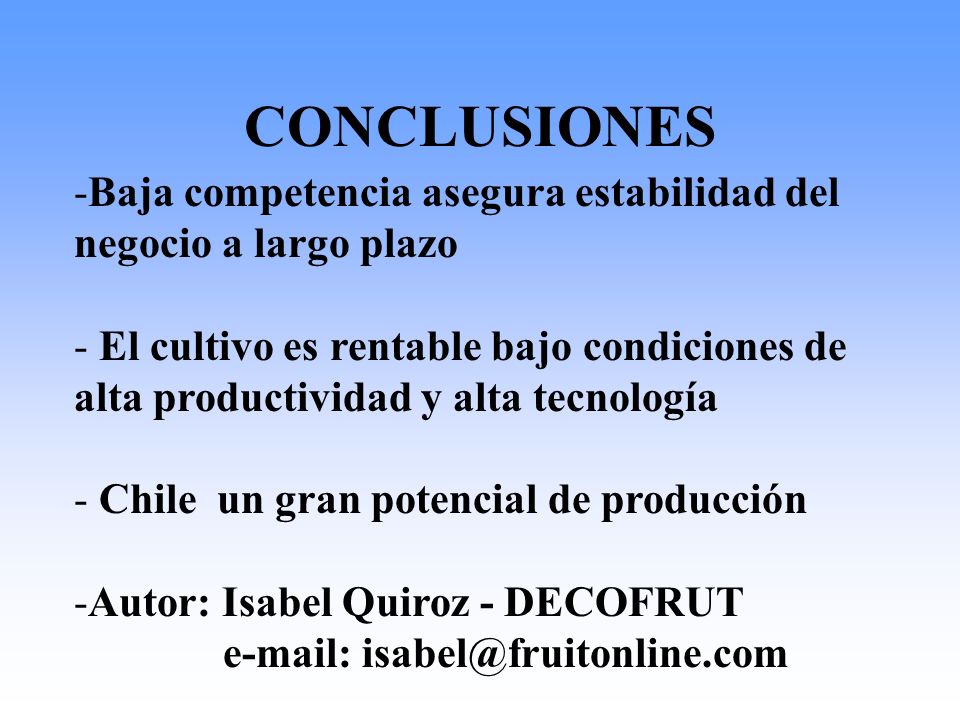 CONCLUSIONES Baja competencia asegura estabilidad del negocio a largo plazo.