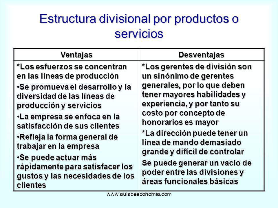 Estructura divisional por productos o servicios