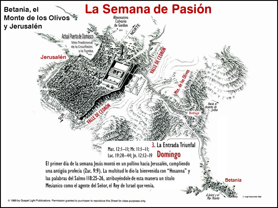 La Semana de Pasión Domingo Betania, el Monte de los Olivos
