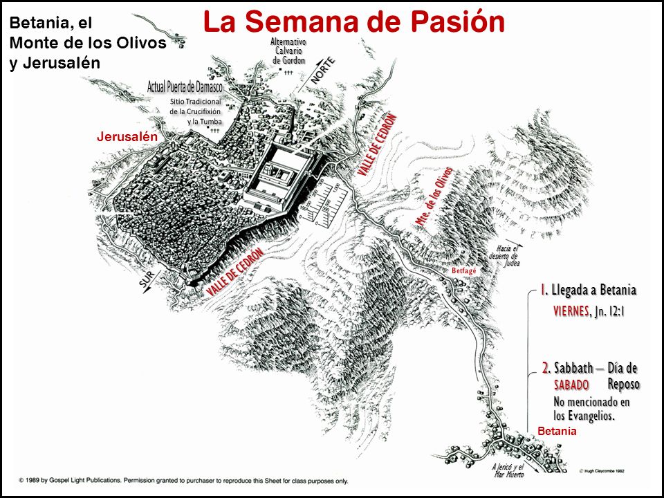 La Semana de Pasión Betania, el Monte de los Olivos y Jerusalén
