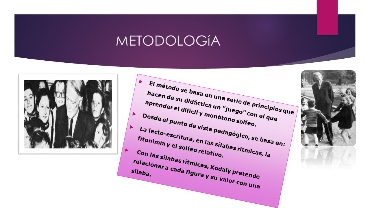 METODOLOGíA El método se basa en una serie de principios que hacen de su didáctica un juego con el que aprender el difícil y monótono solfeo.