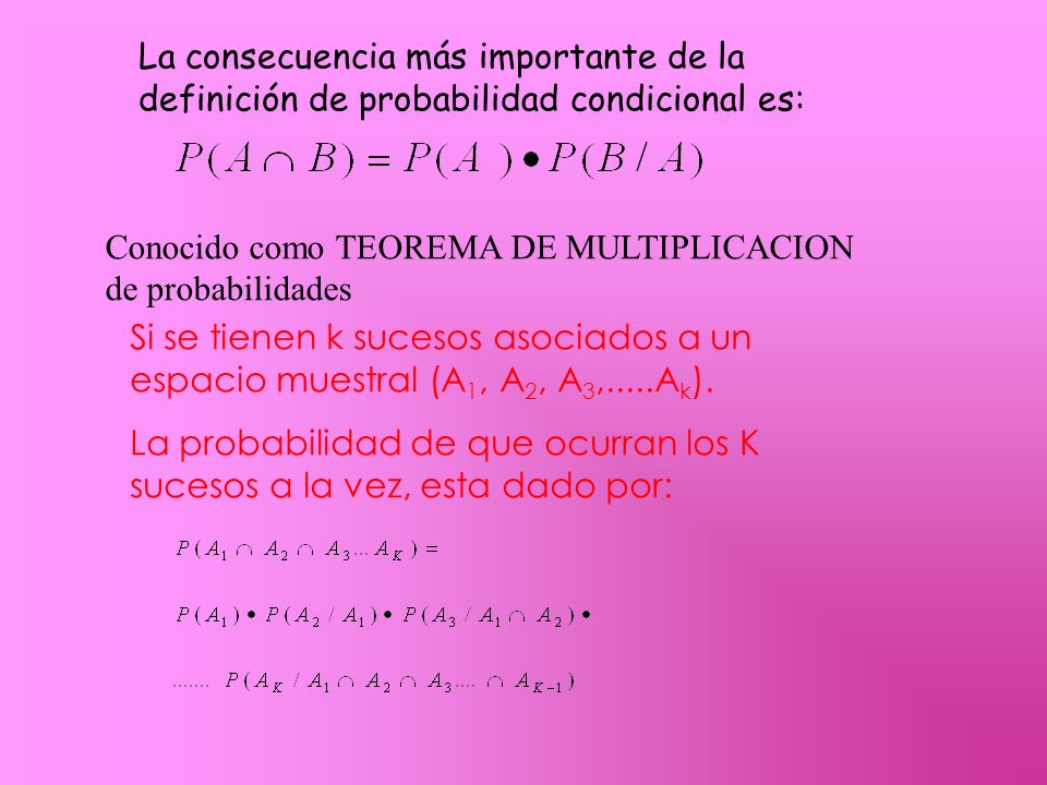 La consecuencia más importante de la definición de probabilidad condicional es: