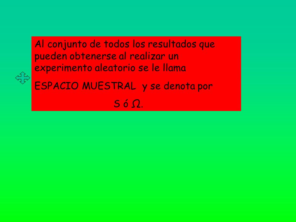 Al conjunto de todos los resultados que pueden obtenerse al realizar un experimento aleatorio se le llama