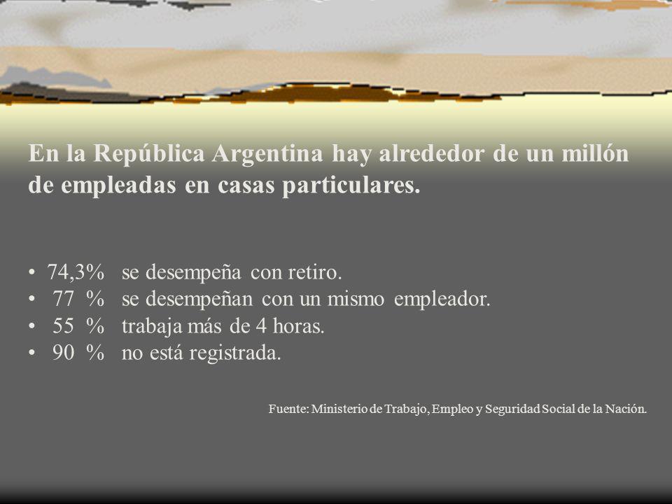 En la República Argentina hay alrededor de un millón de empleadas en casas particulares.