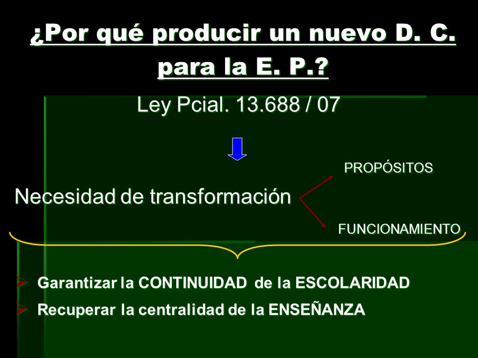 ¿Por qué producir un nuevo D. C. para la E. P.