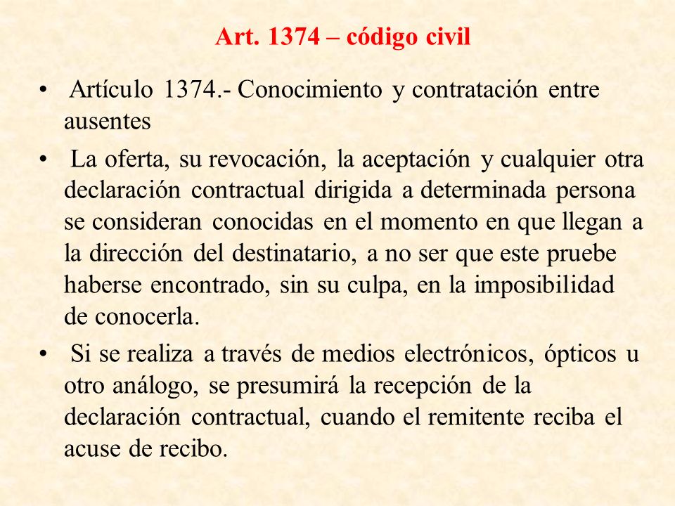 Art – código civil Artículo Conocimiento y contratación entre ausentes.