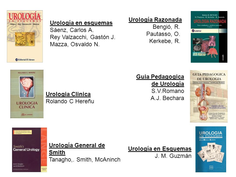 Urología Razonada Bengió, R. Pautasso, O. Kerkebe, R. Urología en esquemas. Sáenz, Carlos A. Rey Valzacchi, Gastón J. Mazza, Osvaldo N.