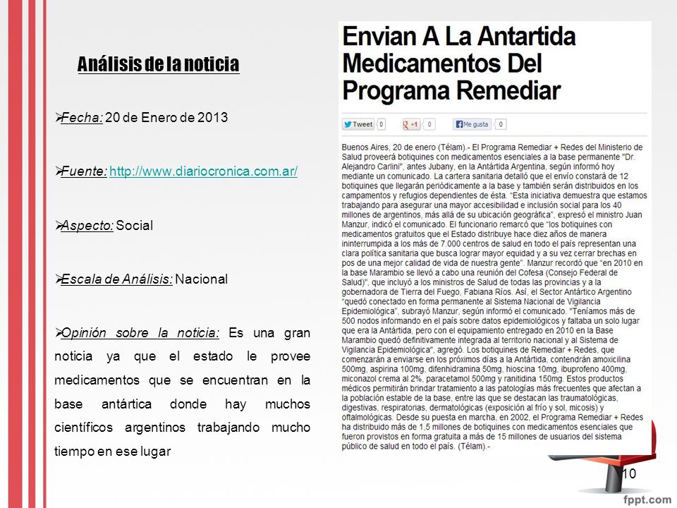 Análisis de la noticia Fecha: 20 de Enero de 2013