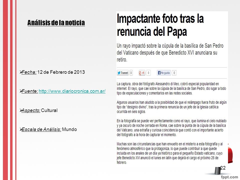 Análisis de la noticia Fecha: 12 de Febrero de 2013