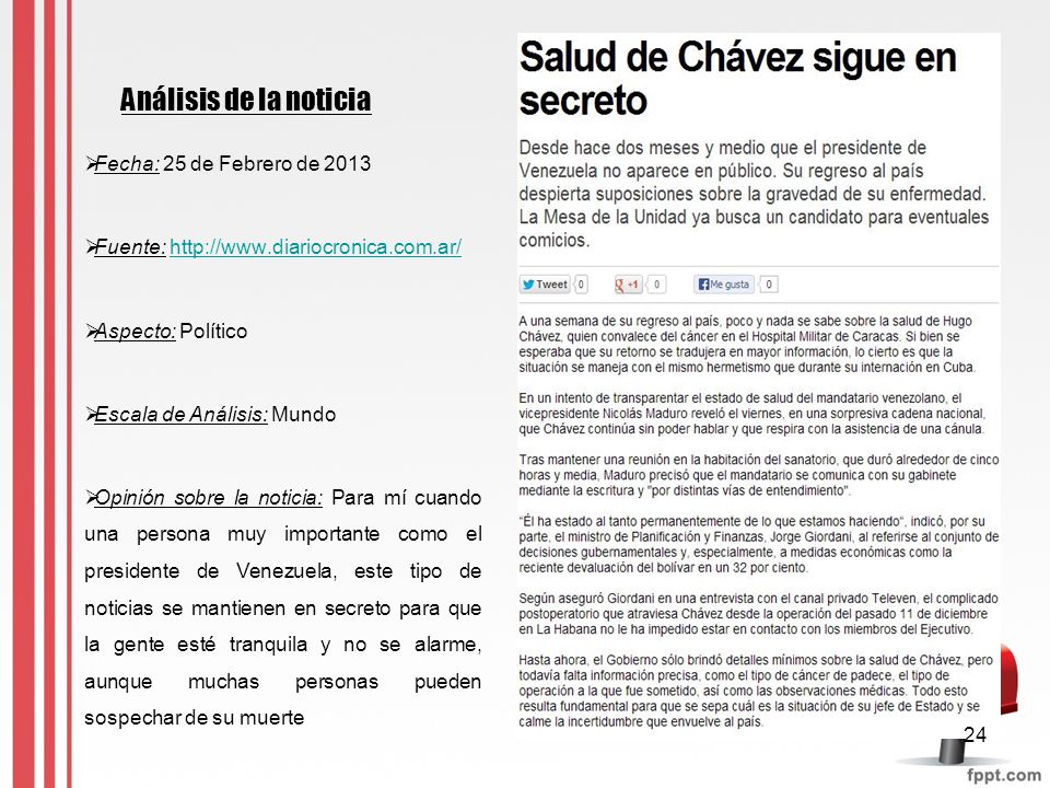 Análisis de la noticia Fecha: 25 de Febrero de 2013