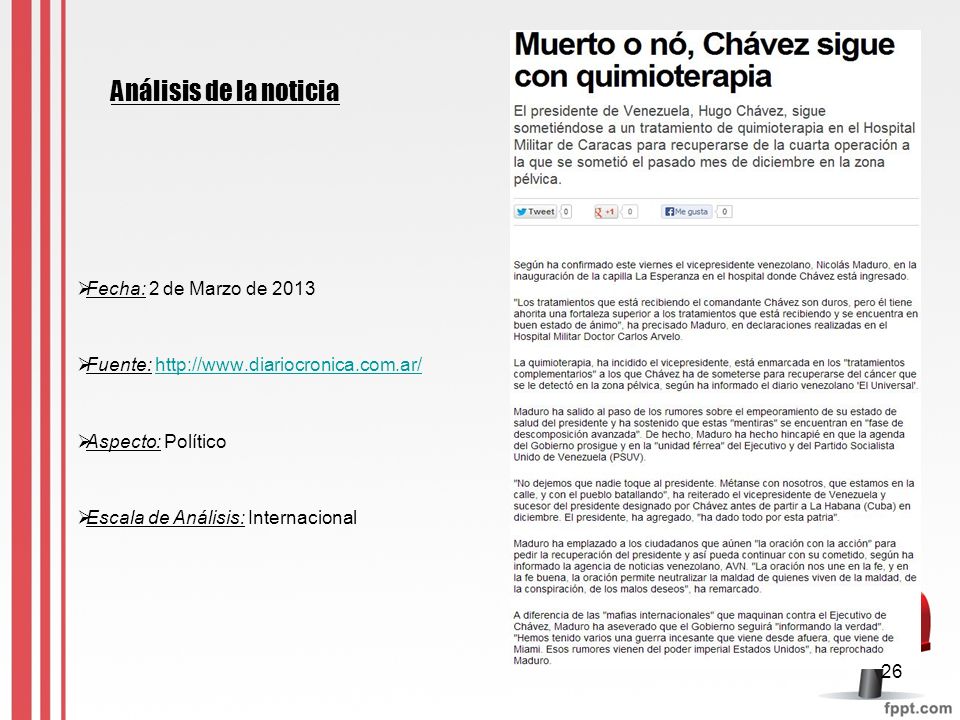 Análisis de la noticia Fecha: 2 de Marzo de 2013