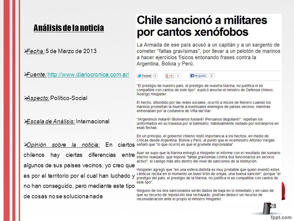 Análisis de la noticia Fecha: 5 de Marzo de 2013