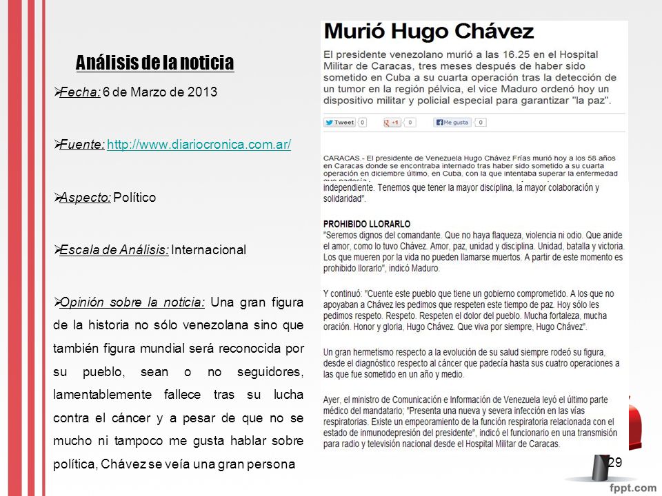 Análisis de la noticia Fecha: 6 de Marzo de 2013