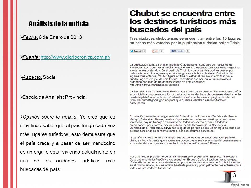 Análisis de la noticia Fecha: 6 de Enero de 2013