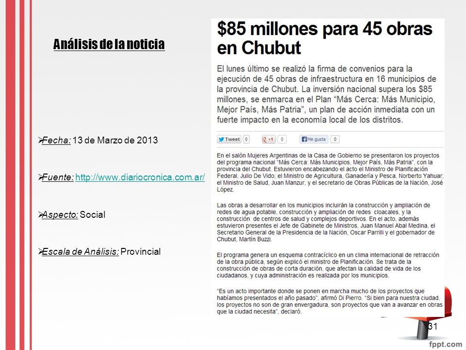 Análisis de la noticia Fecha: 13 de Marzo de 2013
