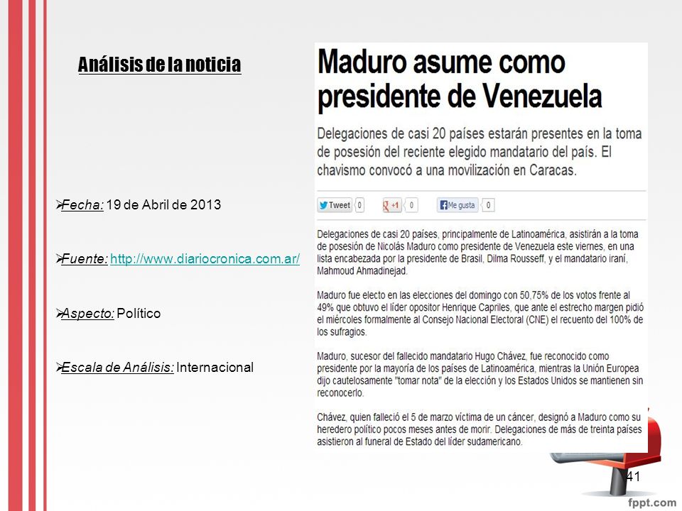 Análisis de la noticia Fecha: 19 de Abril de 2013